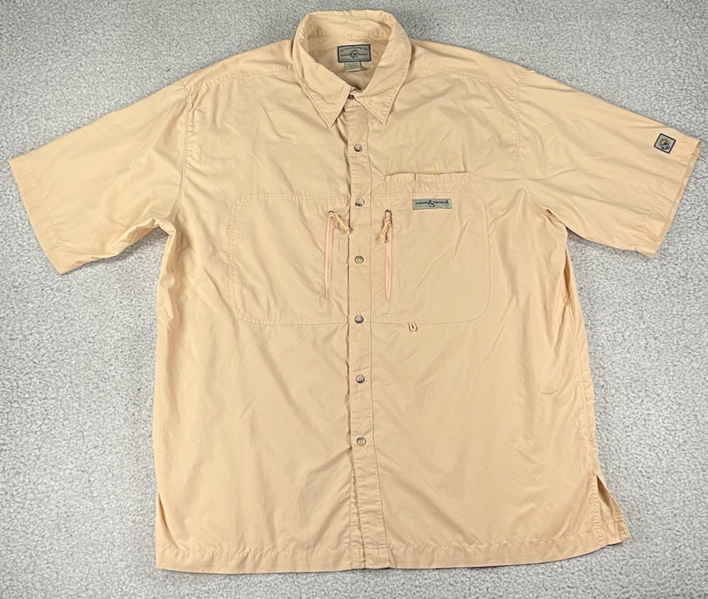 Hook & Tackle Shirt Mens XL Peach Button Fishing Vented Quick Dry Sun Protection